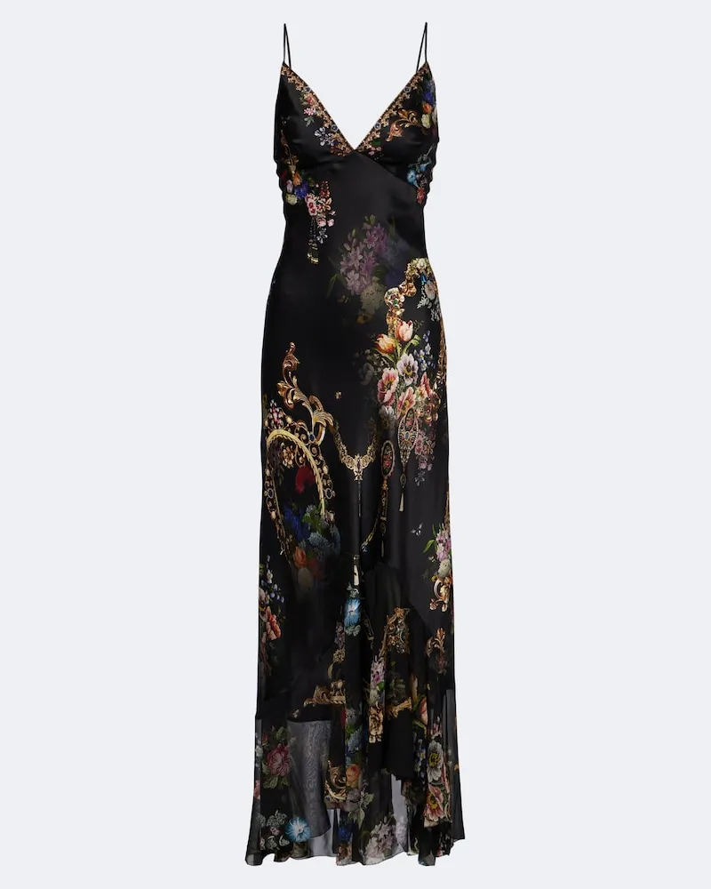 Camilla Slip Dress aus Seidensatin Schwarz