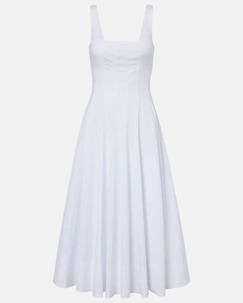 STAUD Midikleid Wells aus Baumwollpopeline Weiß