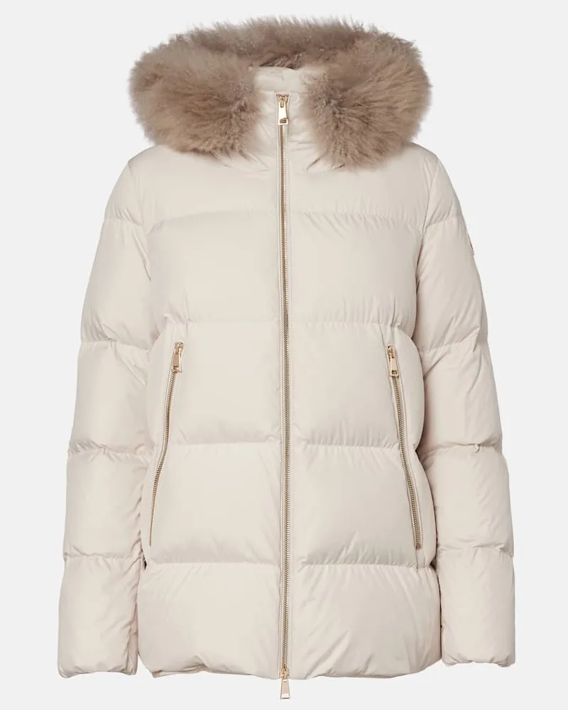 Moncler Daunenjacke Laichefur mit Shearling Weiß