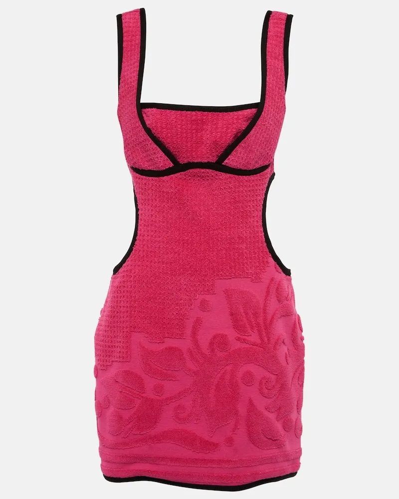 Marine Serre Minikleid aus Frottee Rosa
