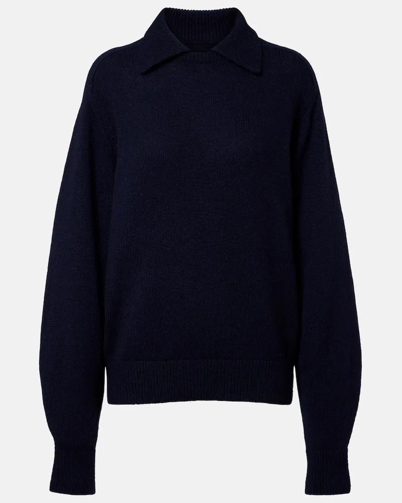 KHAITE Polopullover Jackson aus Wolle und Kaschmir Blau