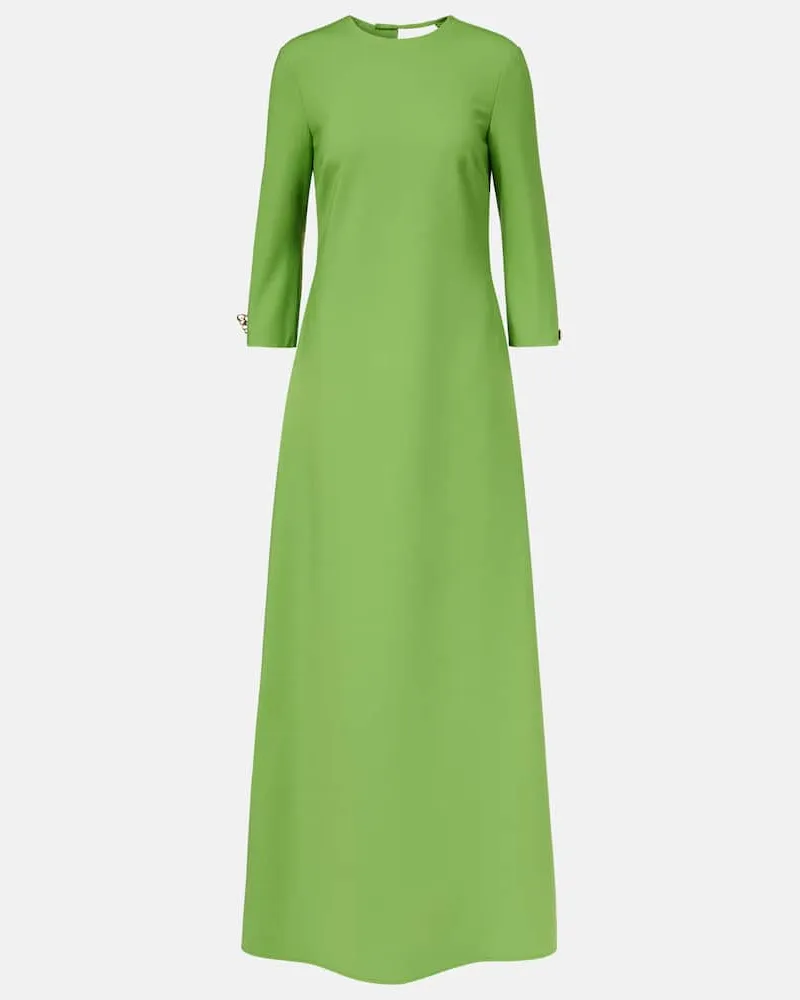 Oscar de la Renta Verzierte Robe aus einem Wollgemisch Grün