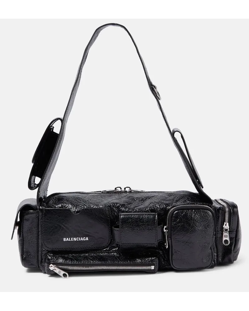 Balenciaga Schultertasche Superbusy XS aus Leder Schwarz