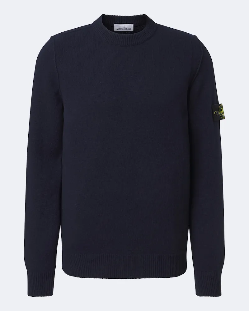 Stone Island Pullover Compass aus einem Wollgemisch Blau