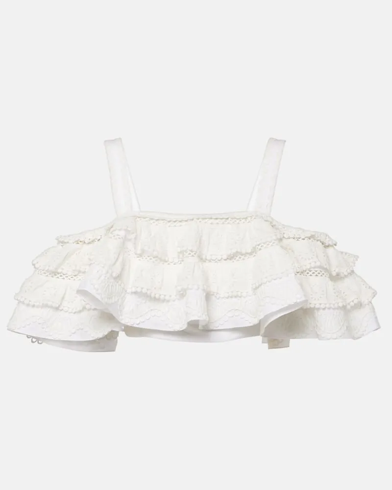 Carolina Herrera New York Cropped-Top aus Baumwolle Weiß