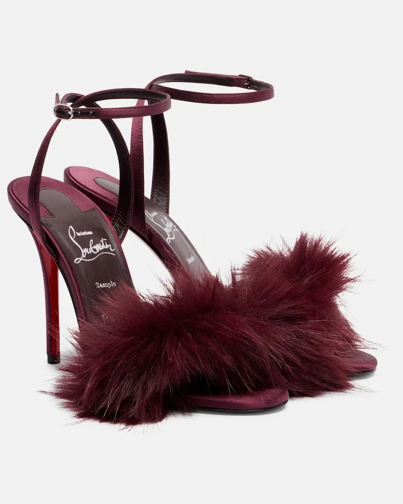 Christian Louboutin Sandalen Patchoulina 100 aus Satin Burgunderrot