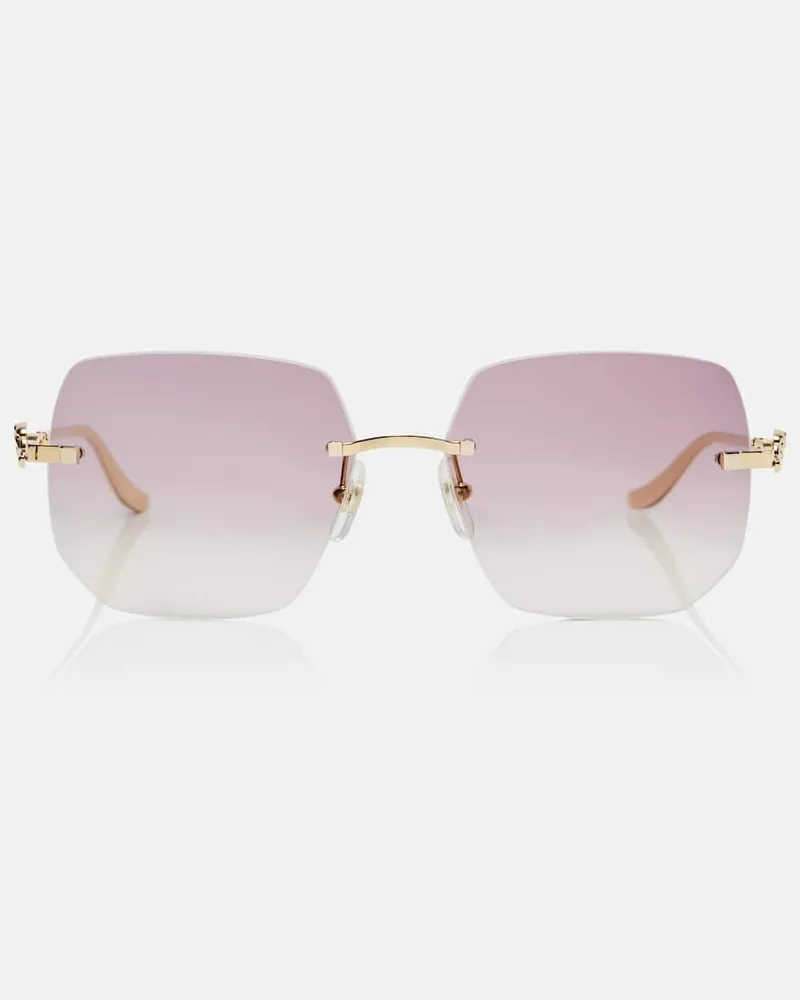 Cartier Eckige Sonnenbrille Panthère de Cartier Lila