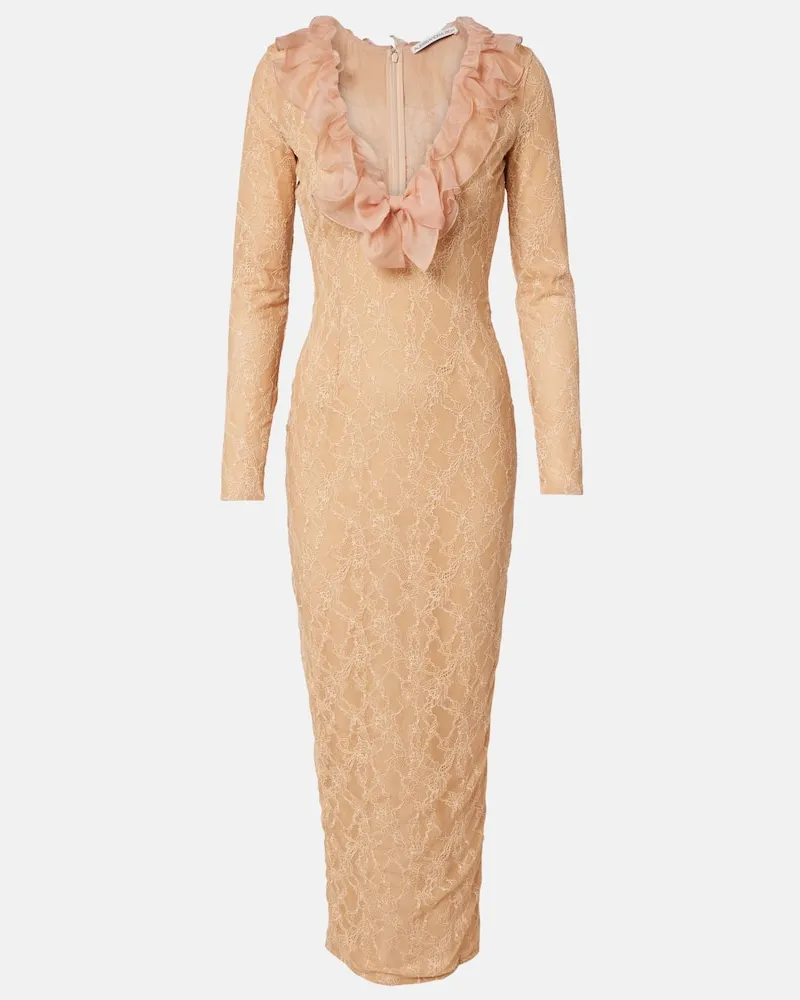 Alessandra Rich Midikleid aus Spitze Rosa
