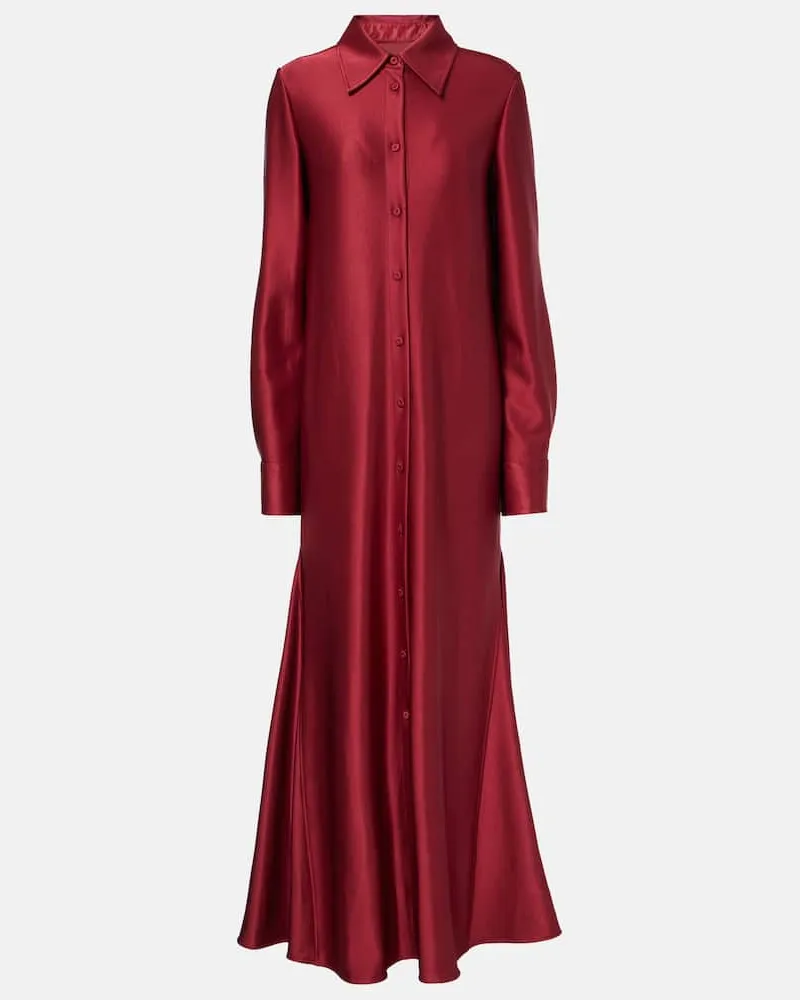Jil Sander Hemdblusenkleid aus Satin Burgund