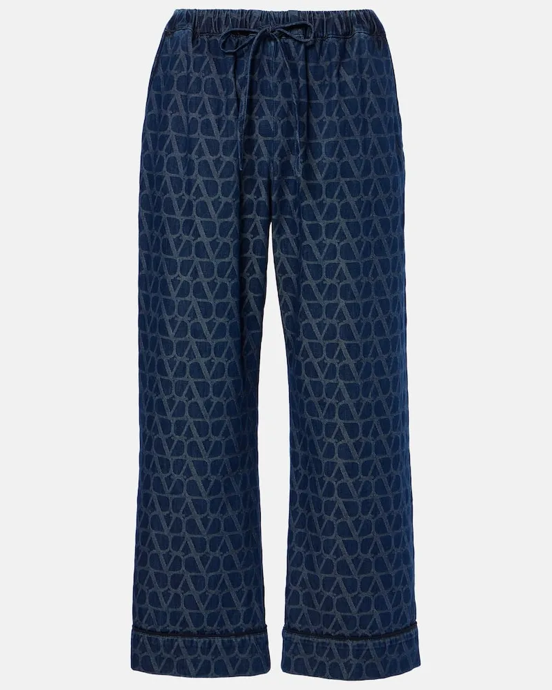 Valentino Garavani Cropped Jeans Toile Iconographe Blau
