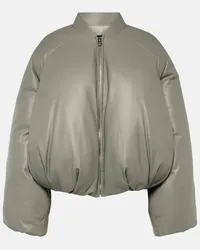 Loewe Wattierte Bomberjacke aus Leder Grau