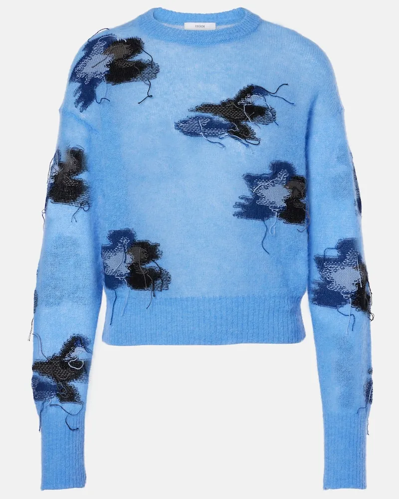 Erdem Pullover aus einem Baumwollgemisch Blau