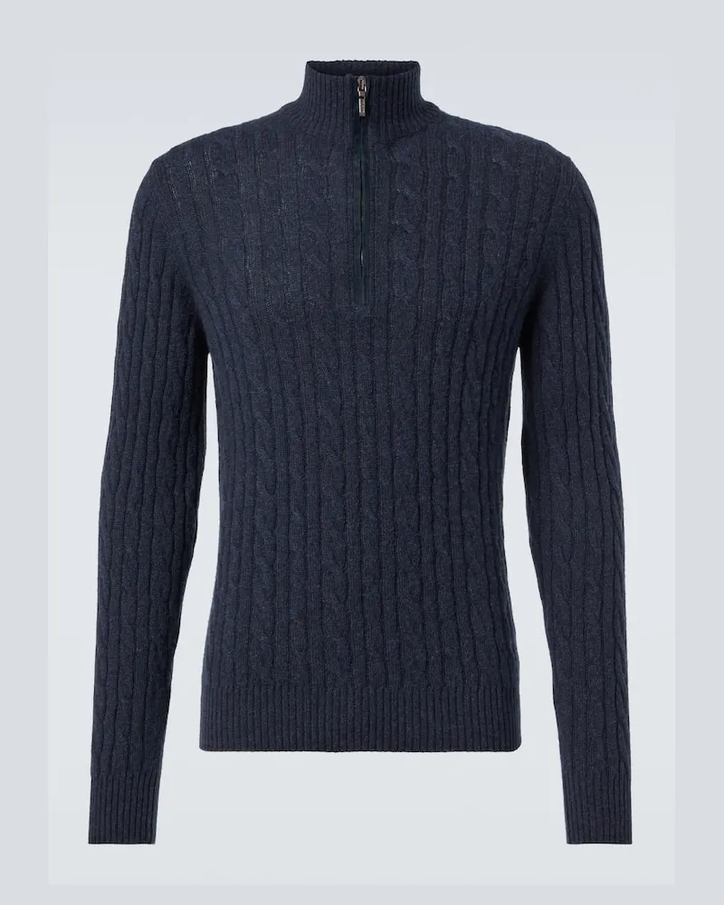 Loro Piana Pullover Mezzocollo Treccia Blau