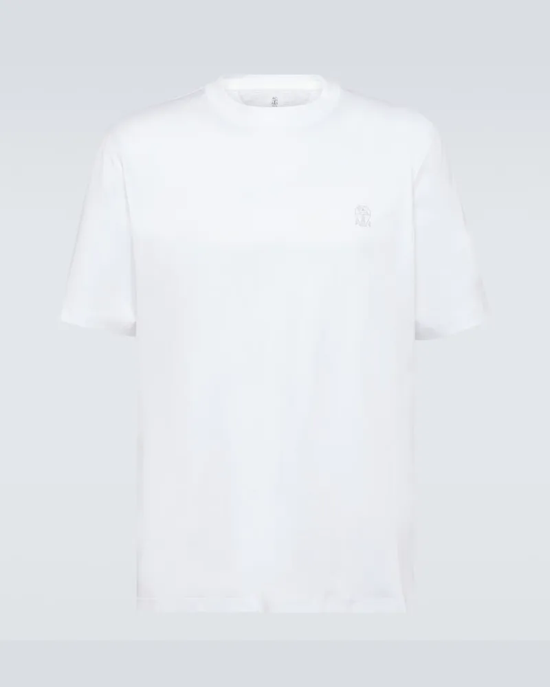 Brunello Cucinelli T-Shirt aus Baumwoll-Jersey Weiß