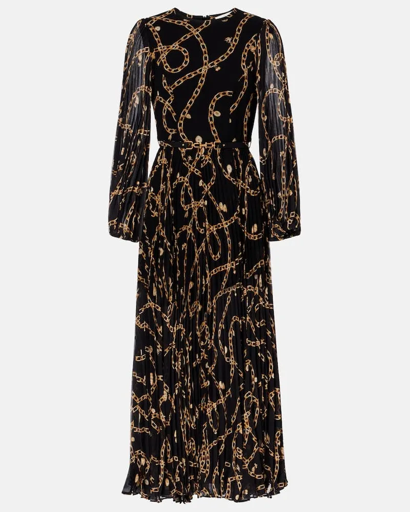 Zimmermann Bedrucktes Midikleid Sunray Schwarz