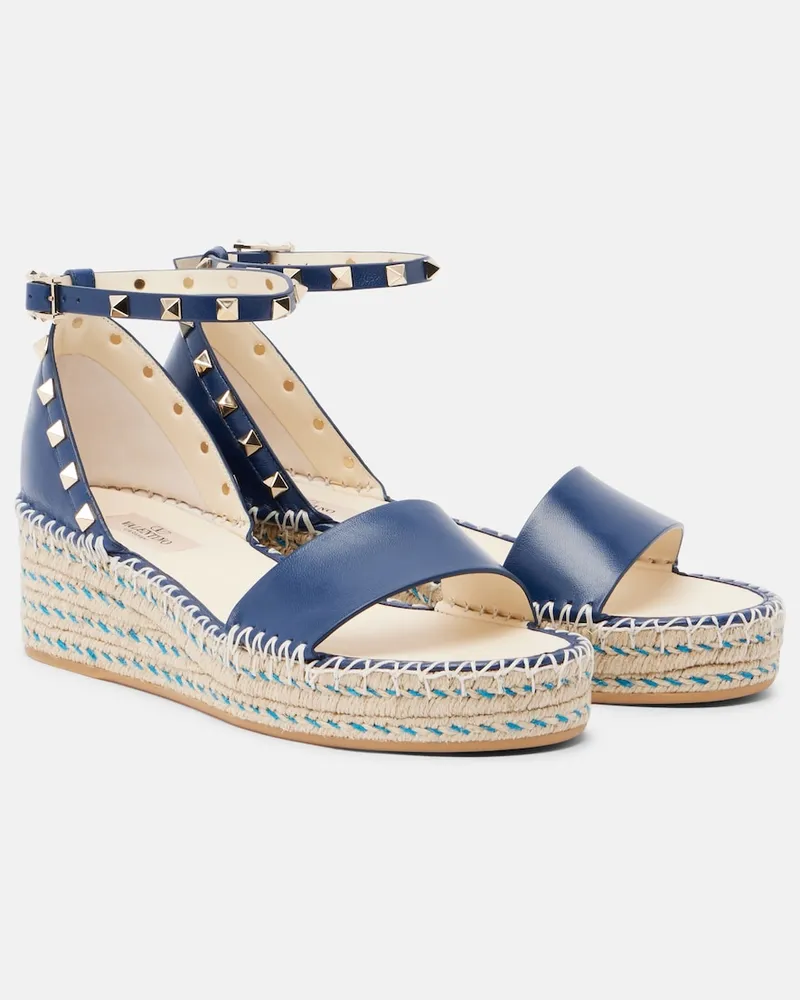 Valentino Garavani Espadrille-Sandalen Double Rockstud Blau