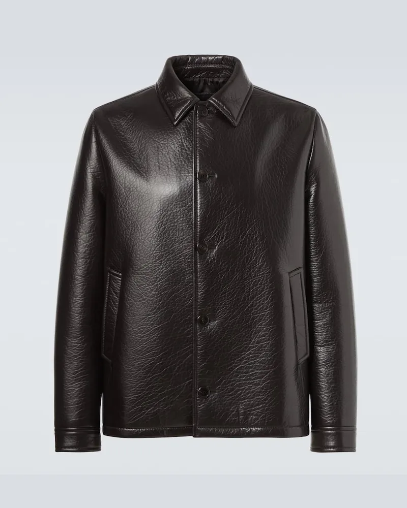 Prada Lederjacke Schwarz