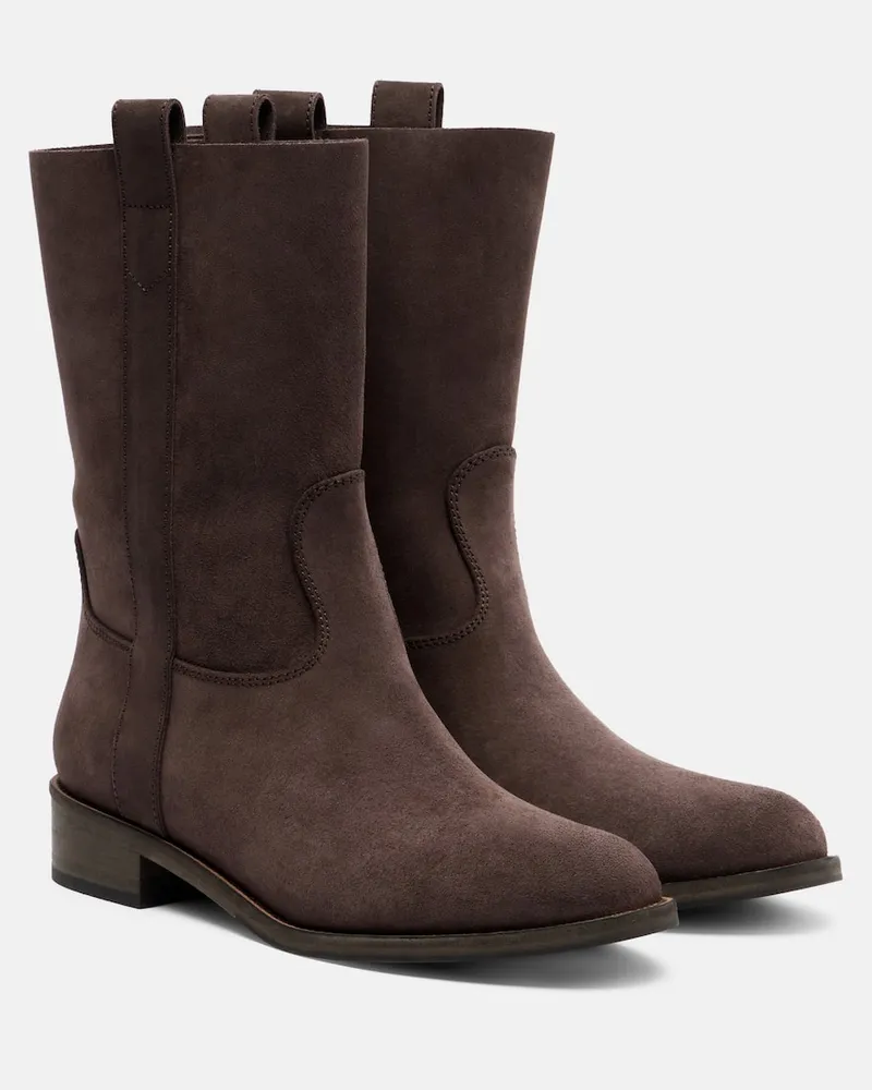 Aquazzura Ankle Boots Cavalière aus Veloursleder Braun