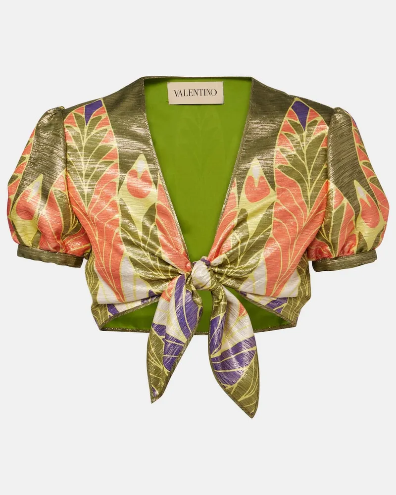 Valentino Garavani Bedrucktes Cropped-Top aus einem Seidengemisch Multicolor