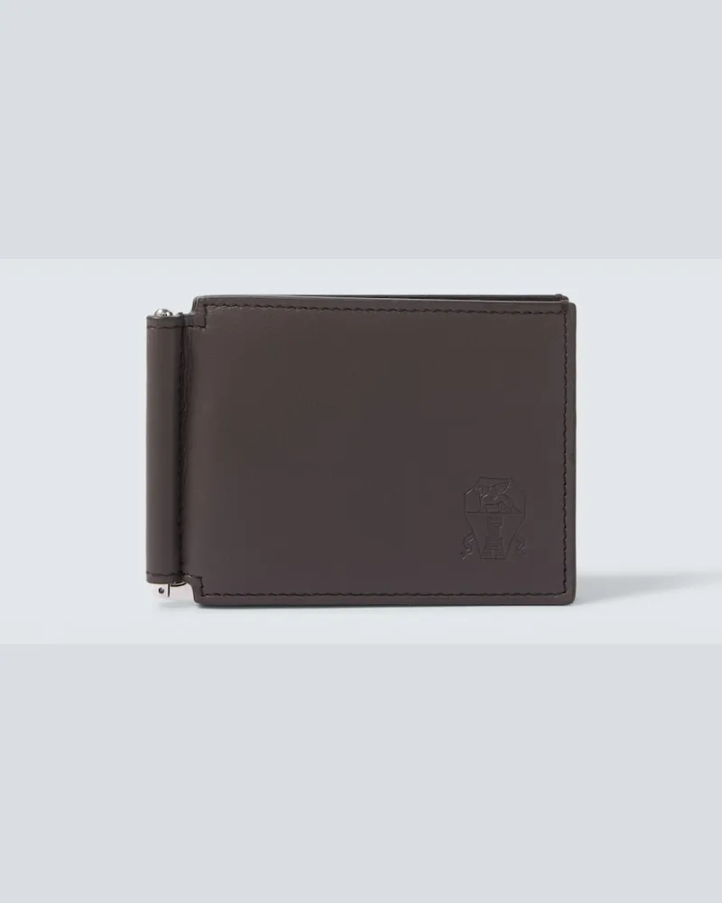 Brunello Cucinelli Portemonnaie aus Leder Braun