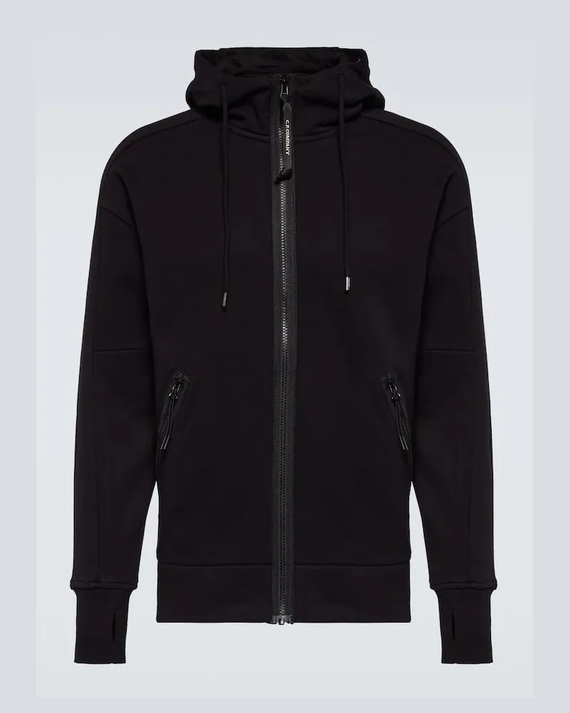 C.P. Company Kapuzenjacke Goggle aus Baumwoll-Fleece Schwarz