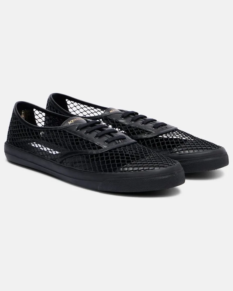 Aquazzura Sneakers Minimalist Mesh mit Leder Schwarz