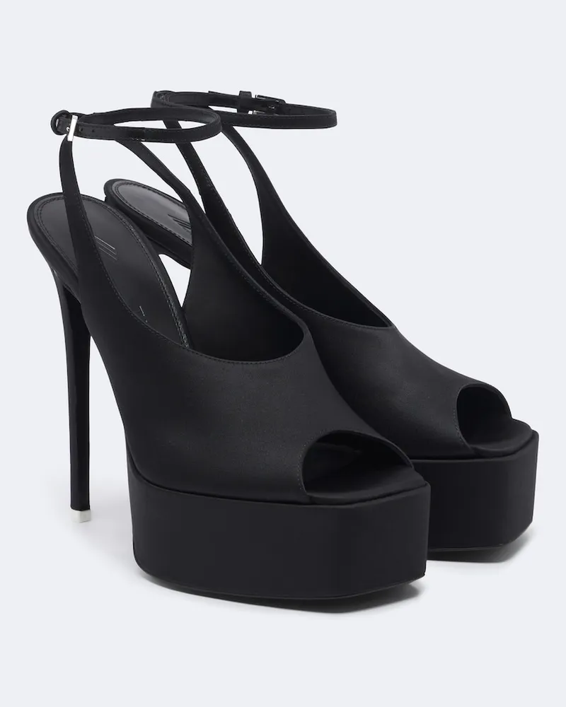 ATTICO Plateausandalen Ornella aus Satin Schwarz