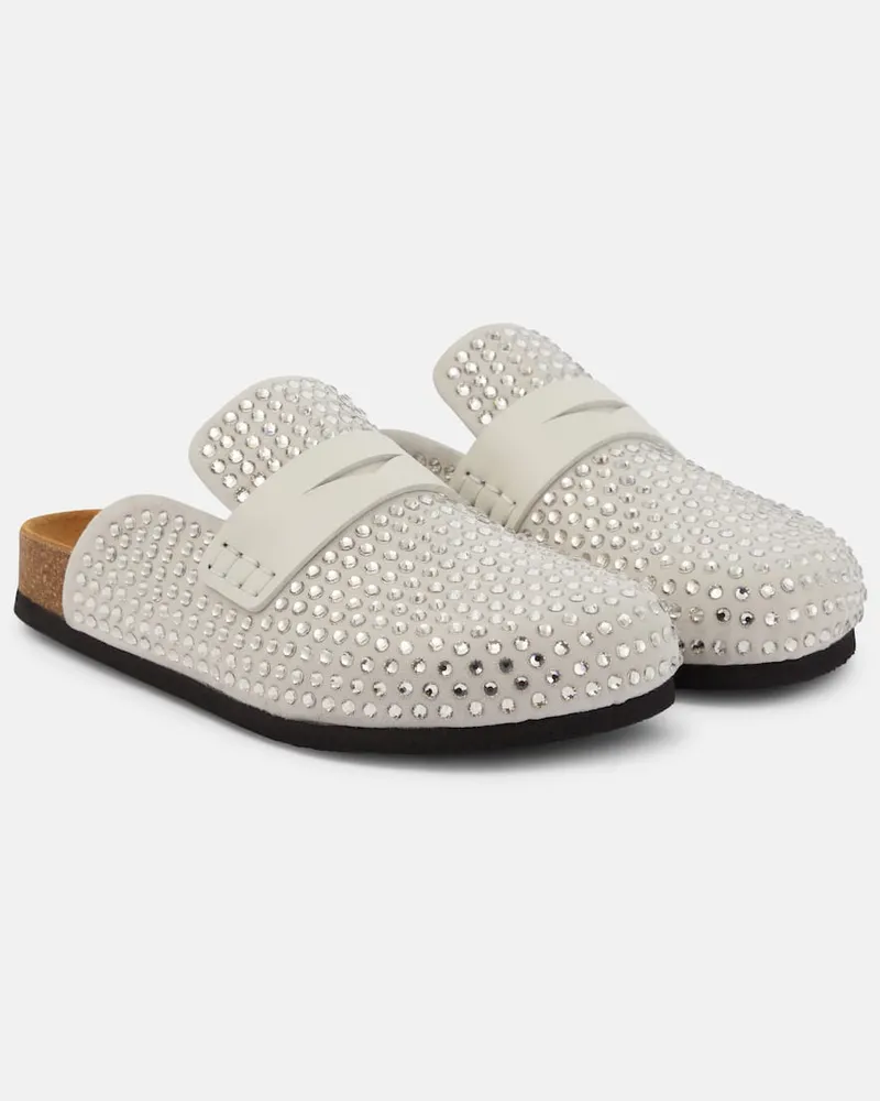 J.W.Anderson Verzierte Slippers aus Veloursleder Weiß