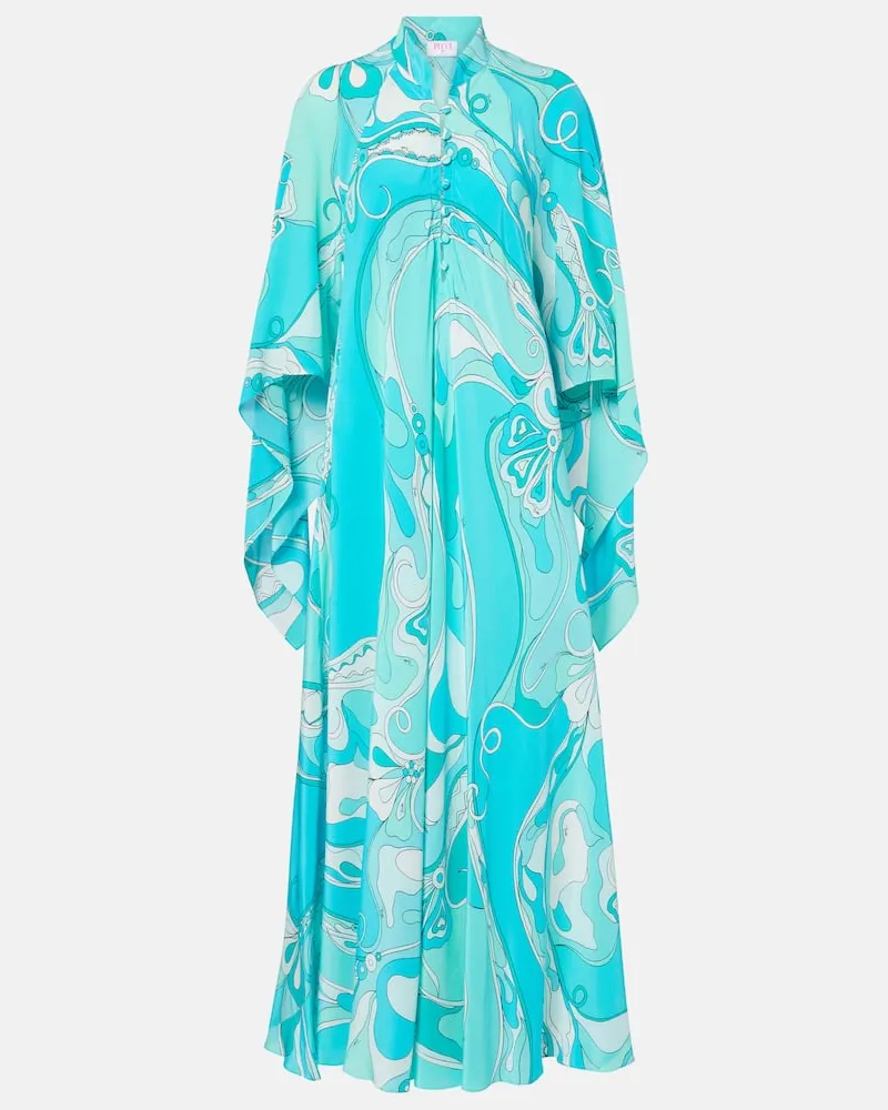 Emilio Pucci Kaftan Orchidee aus Seide Blau