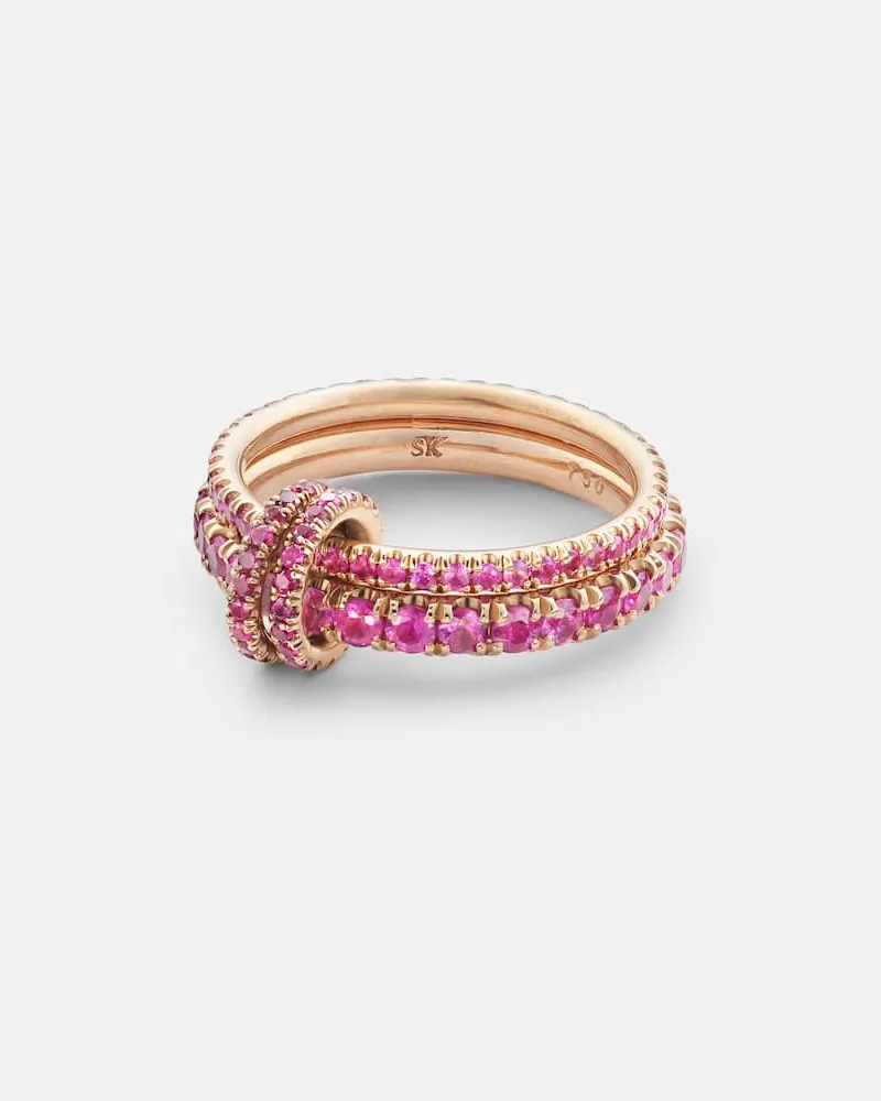 Spinelli Kilcollin Ring Delphinus Rouge Petite Deux aus 18kt Roségold mit Saphiren und Rubinen Rosa