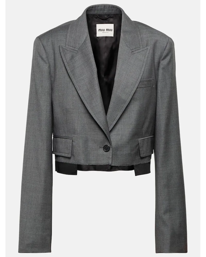 Miu Miu Cropped-Blazer aus Schurwolle Grau