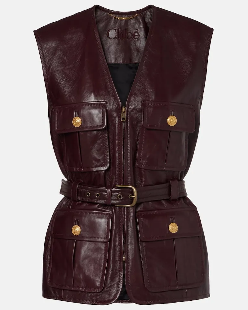 Chloé Chloé Weste aus Leder Braun