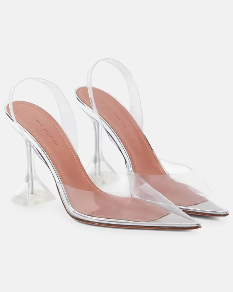 Amina Muaddi Slingback-Pumps Weiß