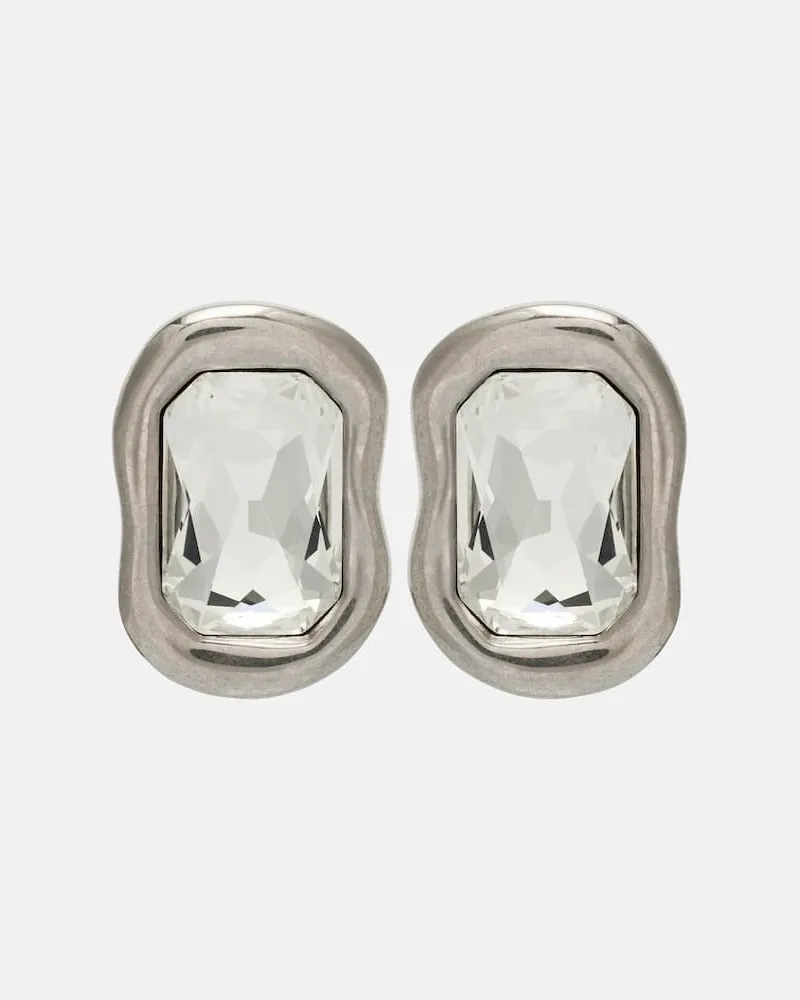 Givenchy Ohrringe Sculptural Crystal mit Kristallen Silber