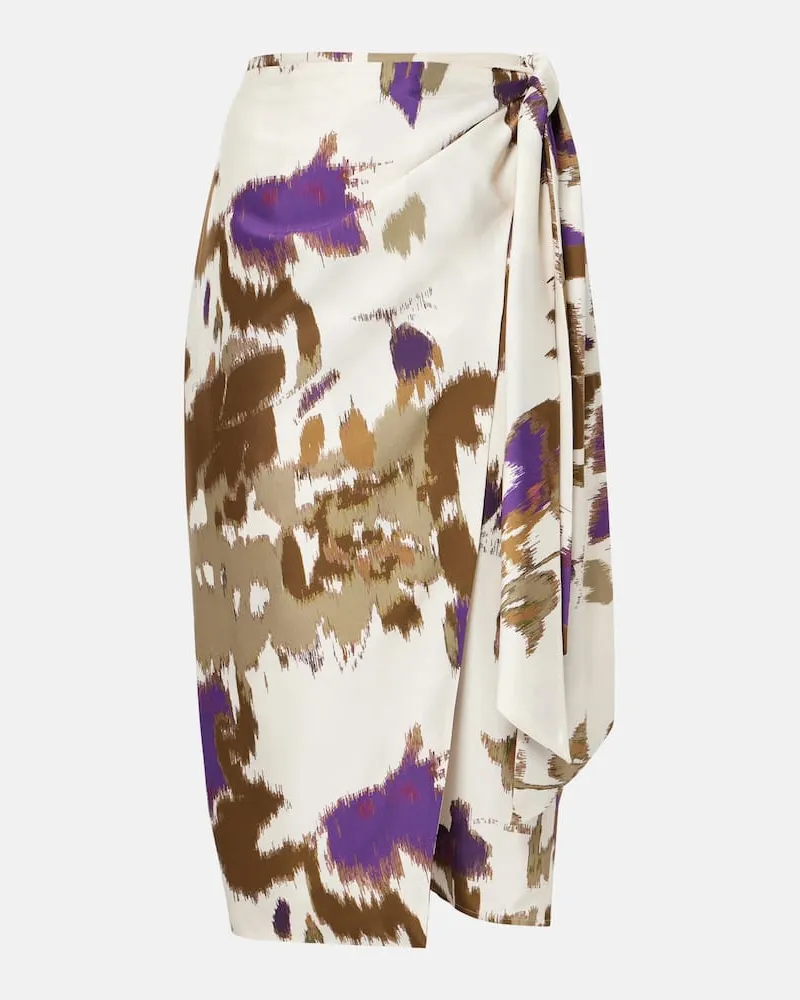 Max Mara Bedruckter Wickelrock Dritto aus Seide Multicolor