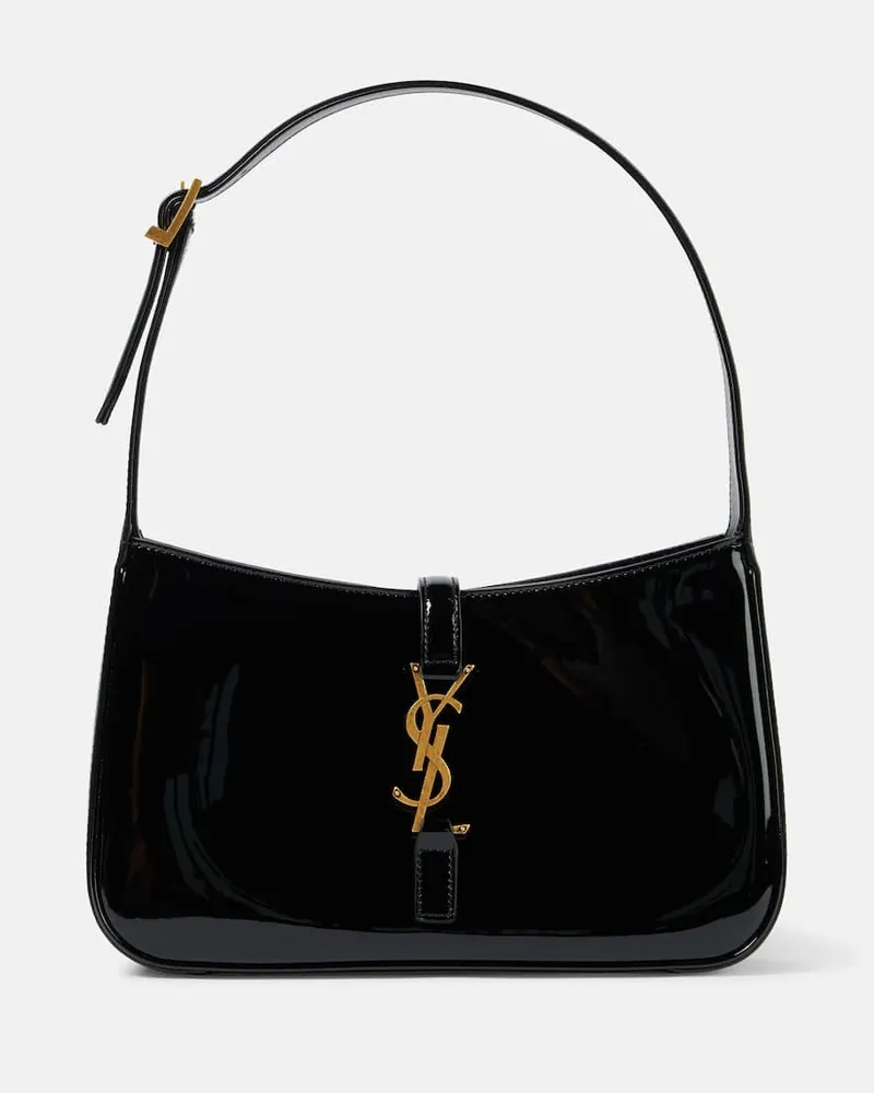 Saint Laurent Schultertasche Le 5 à 7 aus Lackleder Schwarz