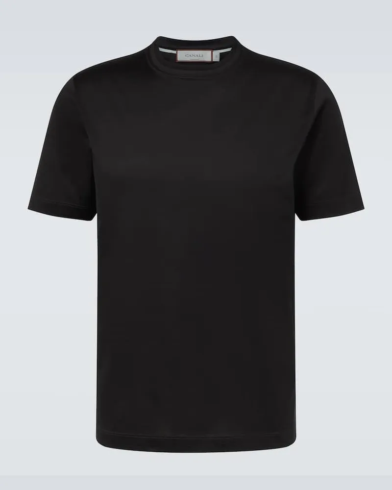 Canali T-Shirt aus Baumwoll-Jersey Schwarz