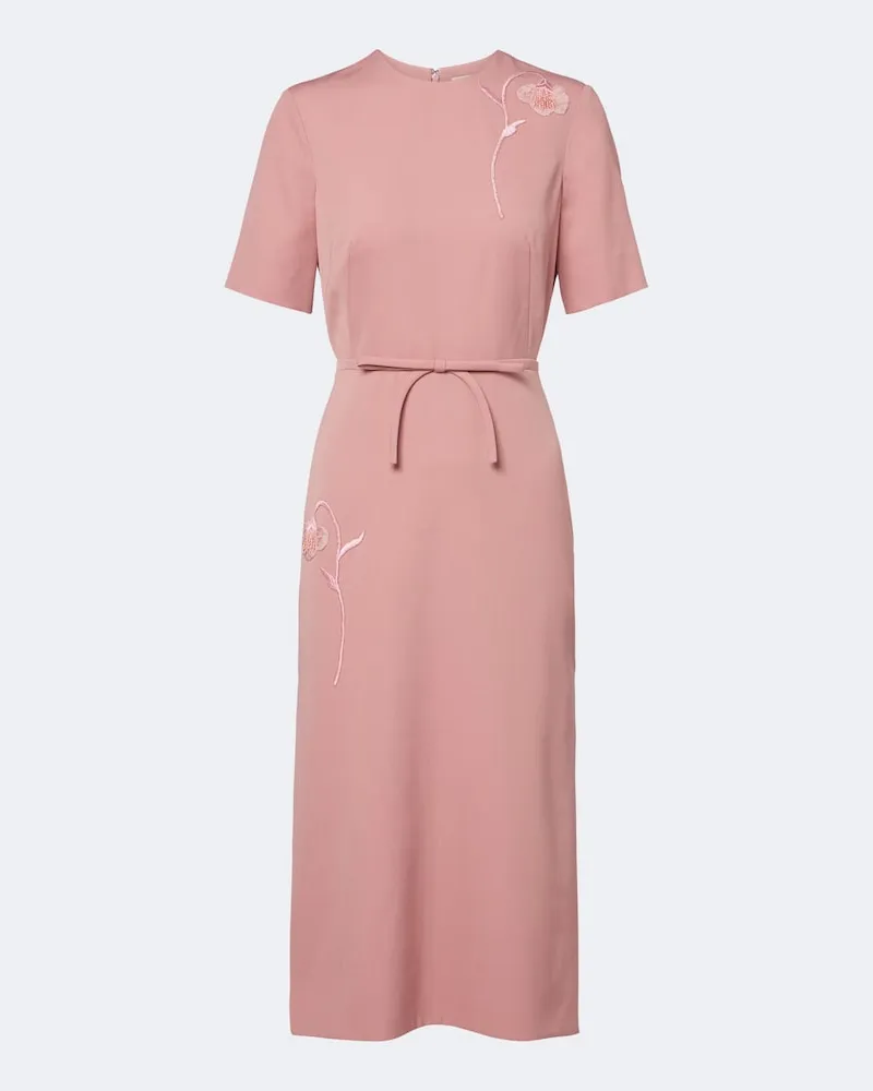 Erdem Besticktes Midikleid aus Twill Rosa
