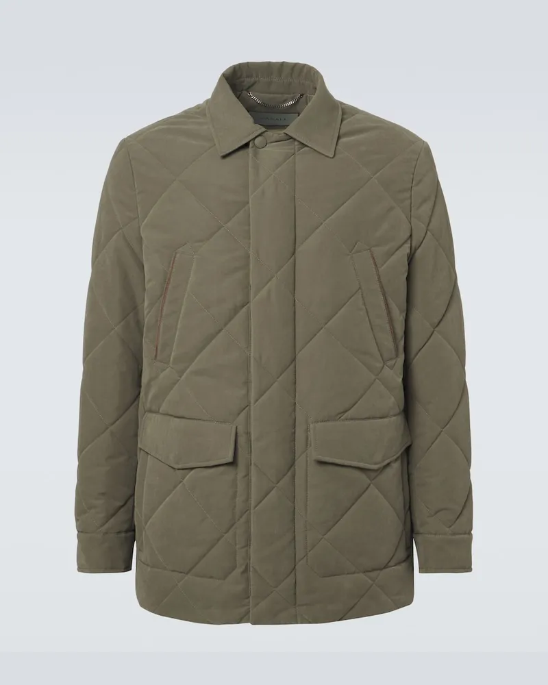 Canali Wattierte Jacke mit Leder Grün