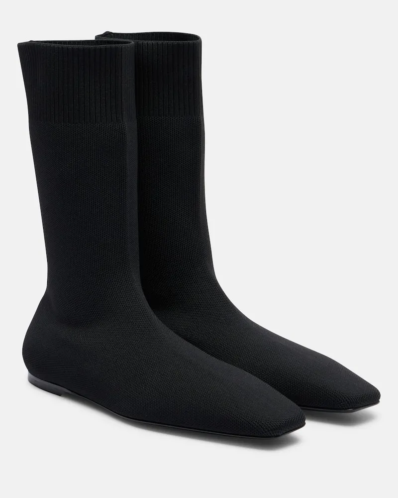 Totême Ankle Boots aus Strick Schwarz