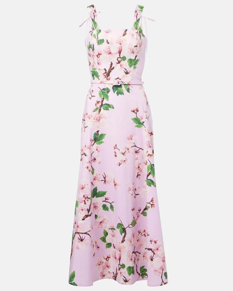 Oscar de la Renta Midikleid aus einem Baumwollgemisch Pink