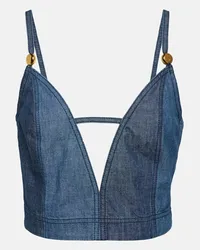 Loewe Paula's Ibiza Cropped-Top aus Denim Blau