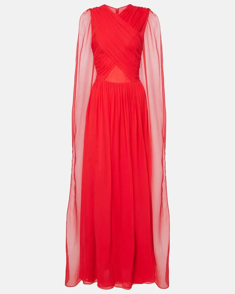 COSTARELLOS Robe Seva aus Seidengeorgette Rot