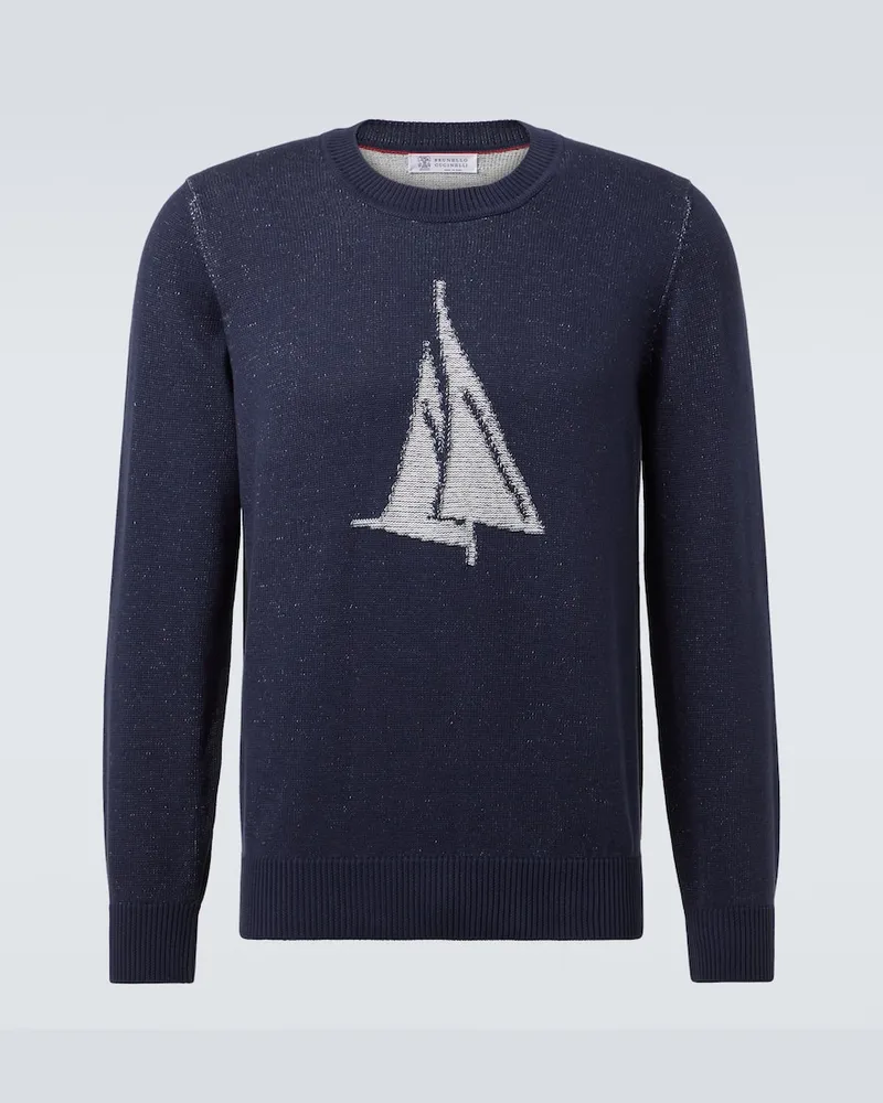 Brunello Cucinelli Pullover aus Baumwolle Blau