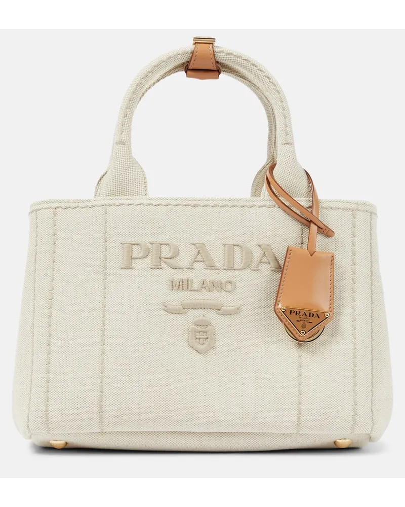 Prada Tote Giardiniera Medium aus Canvas Beige