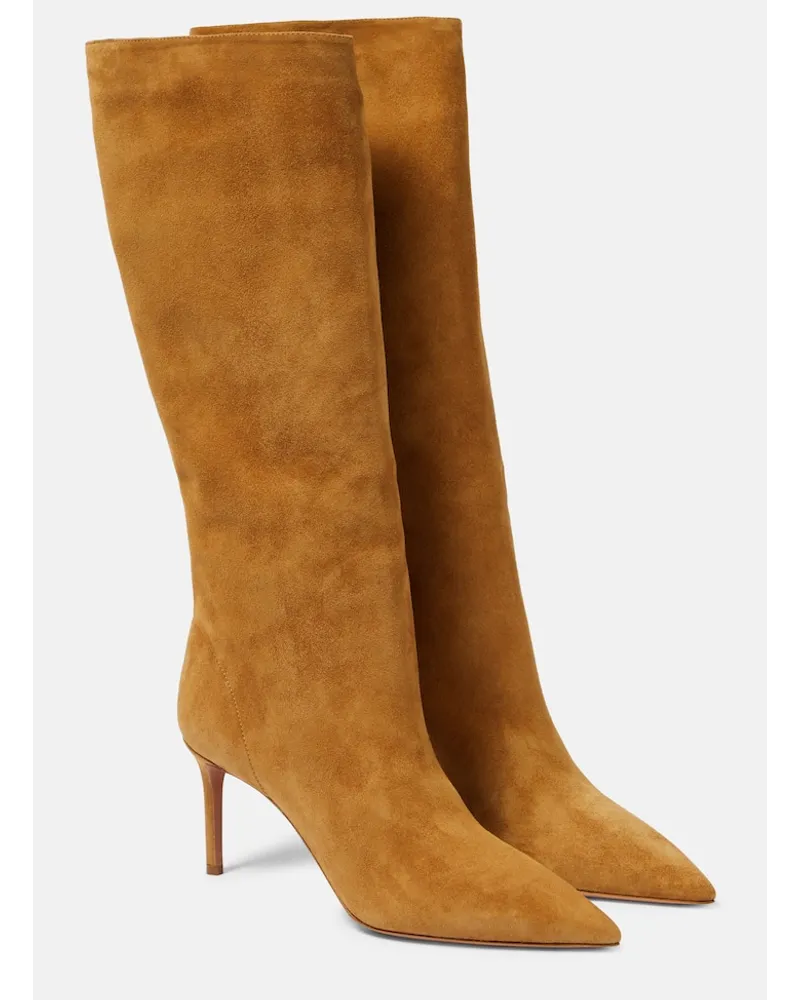 Aquazzura Stiefel Matignon aus Veloursleder Nude