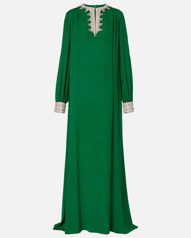 Valentino Garavani Verzierte Robe aus Seiden-Georgette Grün