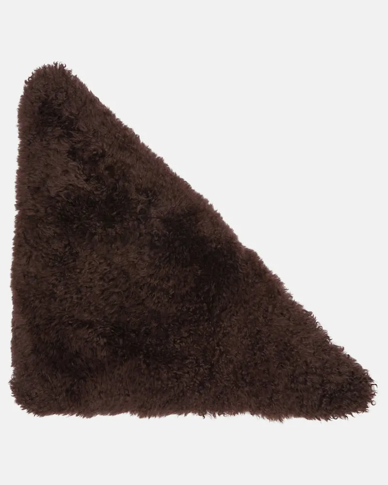 Yves Salomon Schal aus Shearling und Wolle Braun