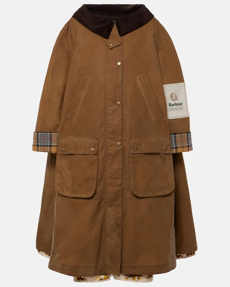 Erdem X Barbour Oversize-Mantel aus Baumwolle und Leinen Multicolor