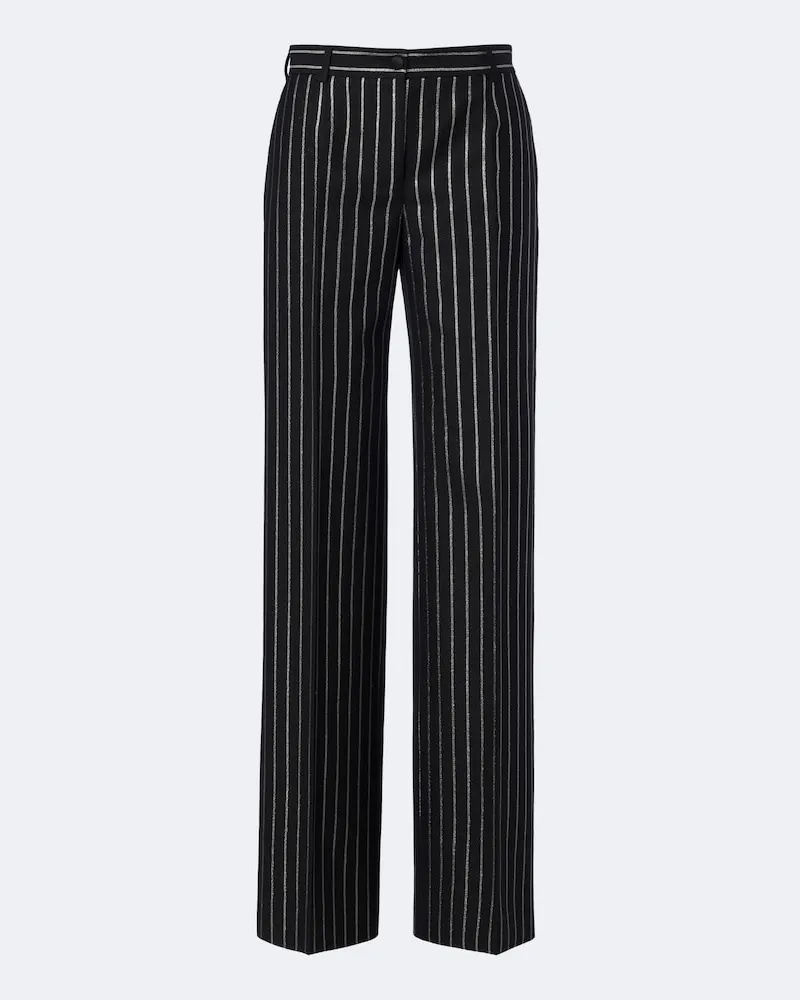 Dolce & Gabbana Weite Hose aus einem Wollgemisch Schwarz